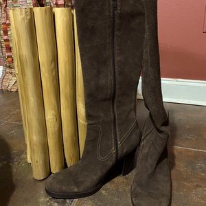 Tall brown suede boots